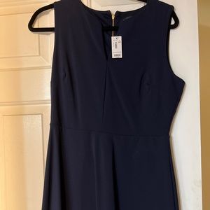 Blue and white sleeveless dress